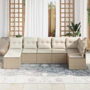 vidaXL Trädgårdsoffset med kudde 7 pcs Beige och gräddfärgad