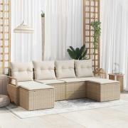 vidaXL Trädgårdsoffset med kudde med lagring 6 pcs Beige, Kräm