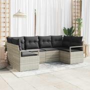 vidaXL Trädgårdsoffset 6 pcs Ljusgrå Poly Rattan, Pulverlackerat Stål