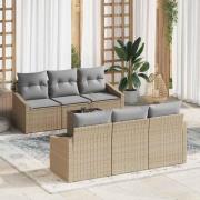 vidaXL Trädgårdsoffset med kudde 7 pcs Beige, grå 55 x 55 x 37 cm