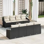 vidaXL Trädgårdsoffset med kudde 7 pcs Svart, Grädde 55 x 55 x 37 cm