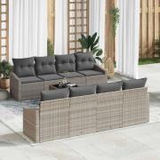 vidaXL Trädgårdsoffset med kudde Manuell 7 pcs Ljusgrå 55 x 55 x 37 cm