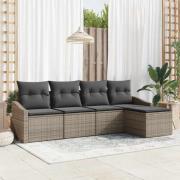 vidaXL Trädgårdsmöbelset 5 pcs Grå Poly Rattan och Pulverlackerad Stål