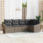 vidaXL Trädgårdsmöbelset 5 pcs Grå Poly Rattan och Pulverlackerad Stål