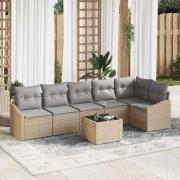 vidaXL Trädgårdsmöbelset med kudde med lagring 7 pcs Beige, ljusgrå
