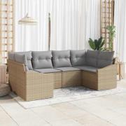 vidaXL Trädgårdsoffset med kudde med lagring 6 pcs Beige, ljusgrå