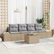 vidaXL Trädgårdsoffset med kudde 5 pcs Beige och Grå 55 x 55 x 37 cm