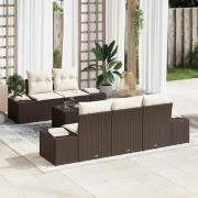 vidaXL Trädgårdsoffset med kudde 6 pcs Brun och Kräm 55 x 55 x 37 cm