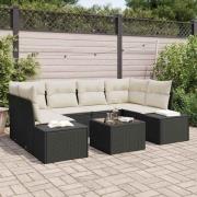 vidaXL Trädgårdsoffset med kudde 7 pcs Svart, Grädde 55 x 55 x 37 cm