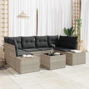 vidaXL Trädgårdsoffset med kudde Manuell 7 pcs Ljusgrå 55 x 55 x 37 cm