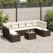 vidaXL Trädgårdsoffset 8 pcs Brun, krämfärgad 55 x 55 x 37 cm