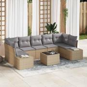 vidaXL Trädgårdsoffset med kudde 8 pcs Beige och Grå 55 x 55 x 37 cm