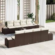 vidaXL Trädgårdsoffset med kudde 7 pcs Brun och Kräm 55 x 55 x 37 cm