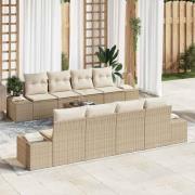 vidaXL Trädgårdsoffset med kudde 7 pcs Beige, Kräm 55 x 55 x 37 cm