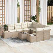 vidaXL Trädgårdsoffset 9 pcs Beige och gräddfärgad 55 x 55 x 37 cm
