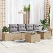vidaXL Trädgårdsoffset med kudde med lagring 6 pcs Beige och Ljusgrå