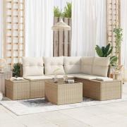 vidaXL Trädgårdsoffset med kudde 5 pcs Beige och gräddfärgad