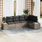 vidaXL Trädgårdsoffset 5 pcs Grå Poly Rattan, Pulverlackerat Stål