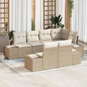 vidaXL Trädgårdsoffset med kudde med lagring 7 pcs Beige, Kräm