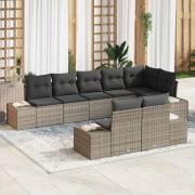 vidaXL Trädgårdsoffset 8 pcs Grå 319 x 154 x 85 cm Poly rattan