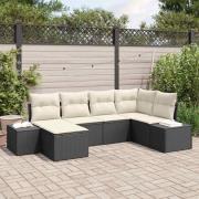 vidaXL Trädgårdsoffset 6 pcs Svart och gräddvit 264 x 154 x 85 cm
