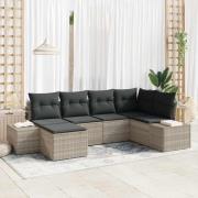 vidaXL Trädgårdsoffset 6 pcs Ljusgrå 264 x 154 x 85 cm Poly rattan