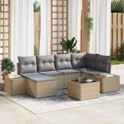 vidaXL Trädgårdsoffset 7 pcs beige och ljusgrå 264 x 154 x 85 cm