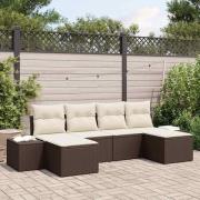 vidaXL Trädgårdsoffset 6 pcs Brun och gräddvit 184 x 62 x 85 cm