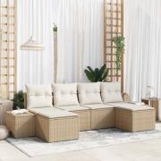 vidaXL Trädgårdsoffset 6 pcs beige och gräddvit 184 x 62 x 85 cm