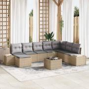 vidaXL Trädgårdsoffset 9 pcs beige och ljusgrå 319 x 209 x 85 cm