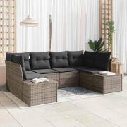vidaXL Trädgårdsoffset 6 pcs Grå 234 x 154 x 85 cm Poly rattan