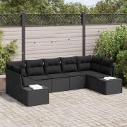 vidaXL Trädgårdsoffset 7 pcs Svart 289 x 154 x 85 cm Poly rattan