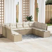 vidaXL Trädgårdsoffset 9 pcs beige och gräddvit 289 x 209 x 85 cm