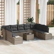 vidaXL Trädgårdsoffset 10 pcs Grå 289 x 209 x 85 cm Poly rattan