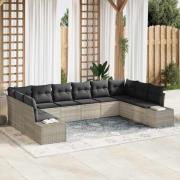 vidaXL Trädgårdsoffset 10 pcs Ljusgrå 344 x 209 x 85 cm Poly rattan