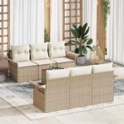 vidaXL Trädgårdsoffset 7 pcs Beige och gräddfärgad 55 x 55 x 37 cm
