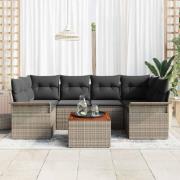 vidaXL Trädgårdsoffset med kudde med lagring 7 pcs Grå 55 x 55 x 37 cm