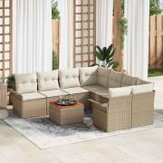vidaXL Trädgårdsoffset 9 pcs Beige och gräddfärgad 55 x 55 x 37 cm