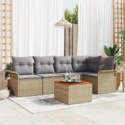 vidaXL Trädgårdsoffset med kudde 6 pcs Beige, ljusgrå 55 x 55 x 37 cm
