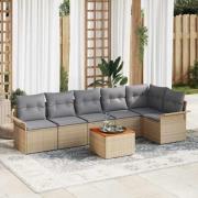vidaXL Trädgårdsoffset med kudde 7 pcs Beige, ljusgrå 55 x 55 x 37 cm