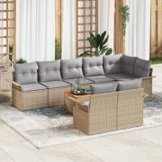 vidaXL Trädgårdsoffset med kudde 9 pcs Beige, ljusgrå 55 x 55 x 37 cm