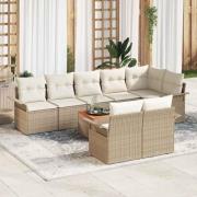 vidaXL Trädgårdsoffset 9 pcs Beige och gräddfärgad 55 x 55 x 37 cm