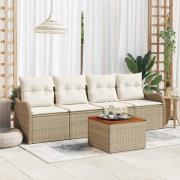vidaXL Trädgårdsoffset 5 pcs Beige och gräddfärgad 55 x 55 x 37 cm