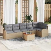vidaXL Trädgårdsoffset 7 pcs Beige, ljusgrå