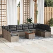 vidaXL Trädgårdsoffset 11 pcs Grå