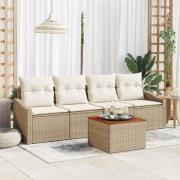 vidaXL Trädgårdsoffset 5 pcs Beige, vit