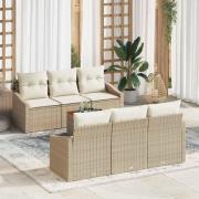 vidaXL Trädgårdsoffset 7 pcs Beige, vit