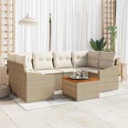 vidaXL Trädgårdsoffset 7 pcs Beige, vit