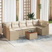 vidaXL Trädgårdsoffset 8 pcs Beige, vit