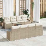 vidaXL Trädgårdsoffset 7 pcs Beige, vit